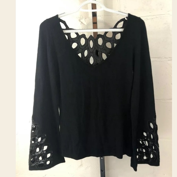 Boston Proper Glamorous Cut Out Sweater Black - Picture 4 of 7